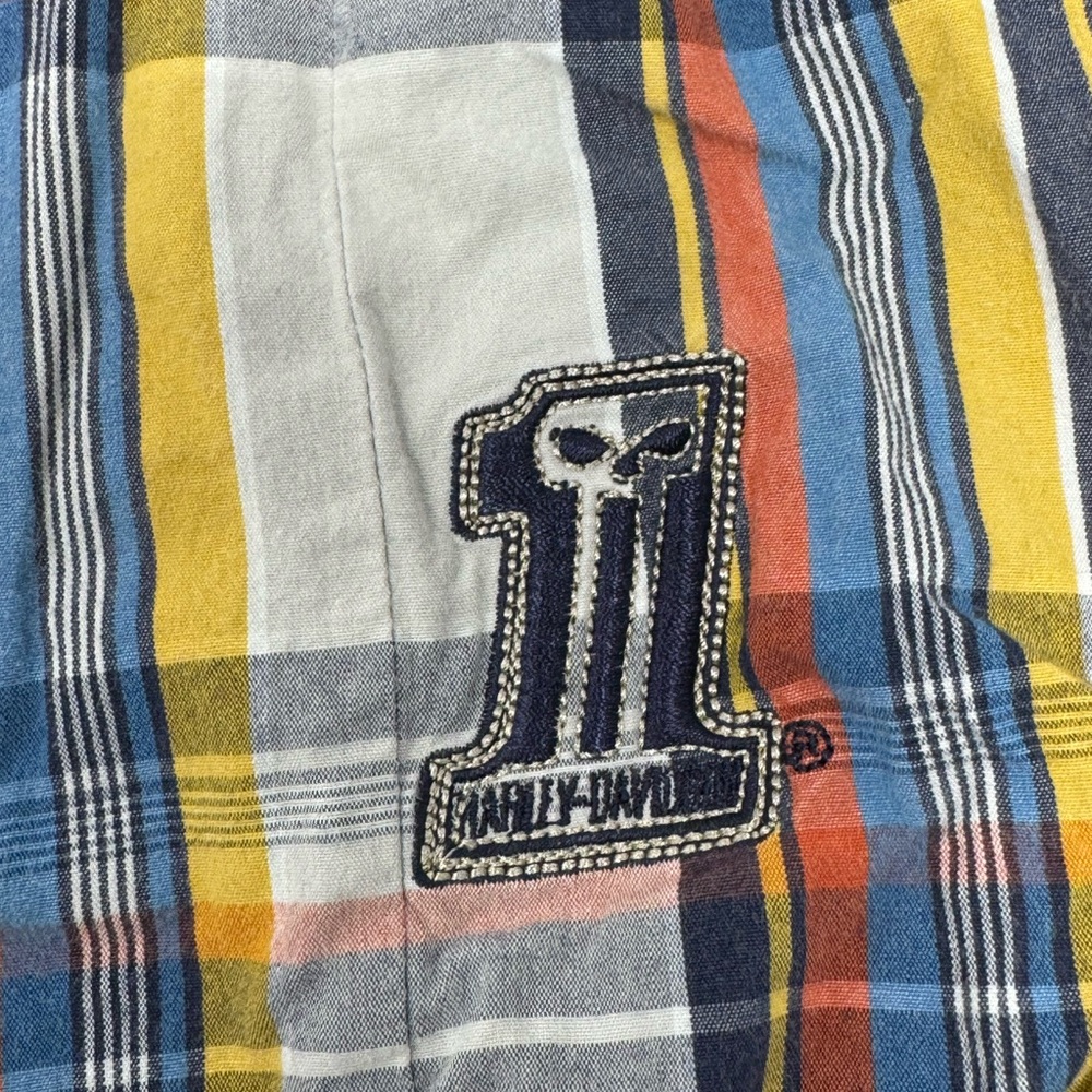 Harley-Davidson Men’s Multicolored Plaid Long Sleeve Button Up Cotton Sz Lg A5 - Picture 6 of 7